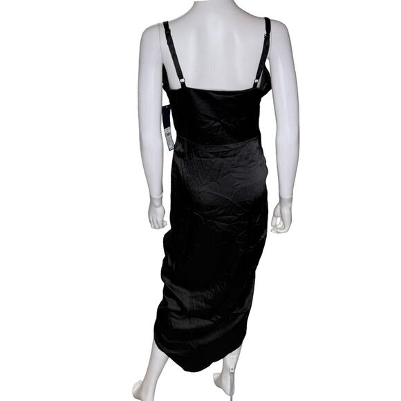 RACHEL Rachel Roy Women's Bree Satin Midi Dress Black Sz M - Picture 5 of 7